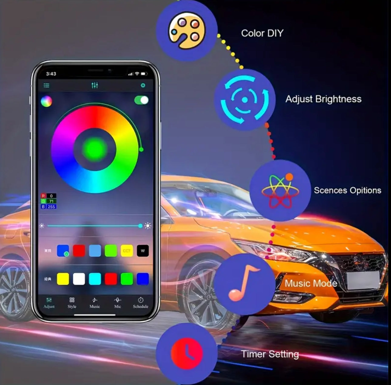 LuxiRide™ RGB Ambient Led Light Kit